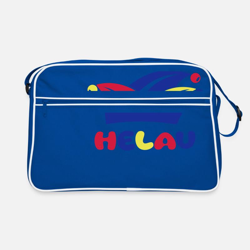 Fasching Narrenkappe Helau 1, 2 oder 3 Farben - Retro Tasche - Blau/Weiß