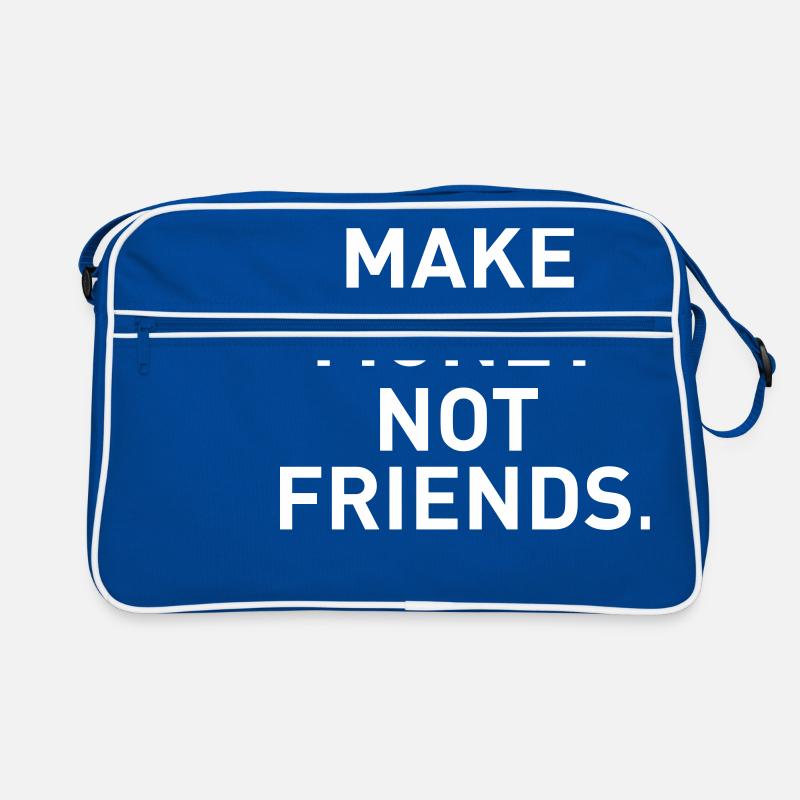 Gagner de l'argent pas des amis - Sac Retro - bleu/blanc