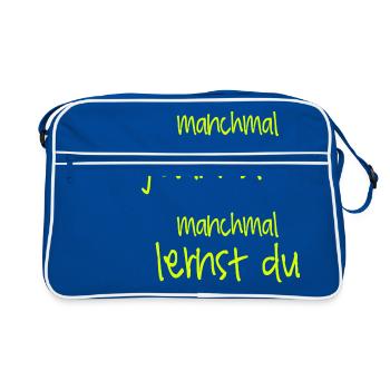 Parfois tu gagnes, parfois tu apprends. - Sac Retro - bleu/blanc - Devant