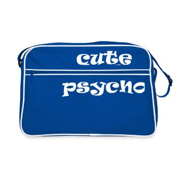cute but psycho - Süß aber Psycho - Spruch - Retro Tasche - Blau/Weiß - Vorne
