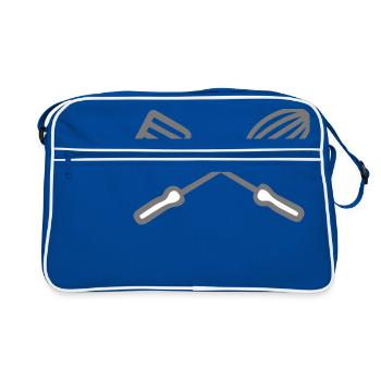 kreuz ruehrgeraet wender 2 emblem chef koch kochen - Retro Tasche - Blau/Weiß - Vorne