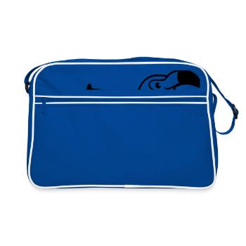 trou mur rire bouche sur nourriture boisson s'incliner - Sac Retro - bleu/blanc - Devant