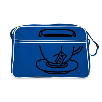 teebeutel glas tasse tee kanne kaffee trinken durs - Retro Tasche - Blau/Weiß - Vorne