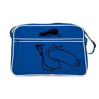 saucisse manger faim hirondelle wuerstchen grillen co - Sac Retro - bleu/blanc - Devant