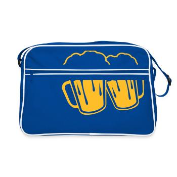 toast 2 friends couple mass glass bavaria deutschl - Retro Bag - blue/white - Front