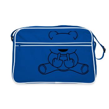 gemein boese beleidigung wichser fuck you off mitt - Retro Tasche - Blau/Weiß - Vorne