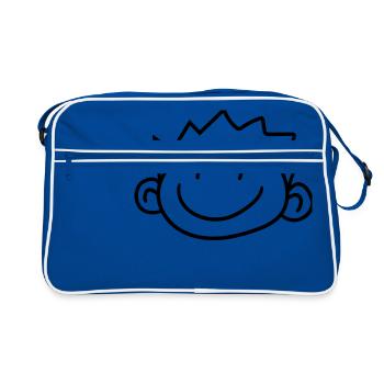 tête visage enfant peint gribouillage bande dessin animé june - Sac Retro - bleu/blanc - Devant
