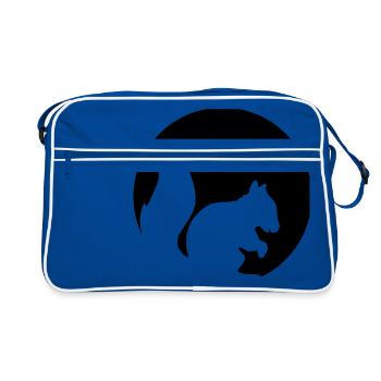 cercle rond logo silhouette noir eichhoernchen n - Sac Retro - bleu/blanc - Devant