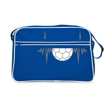 frequency heart beat pulse handball sport round circle - Retro Bag - blue/white - Front