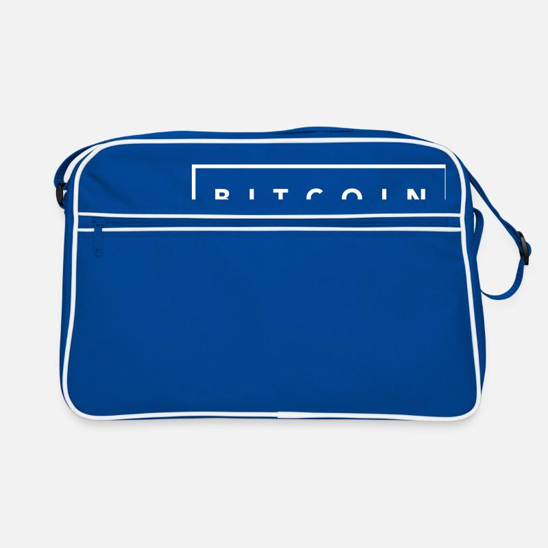 Bitcoin weißes Quadrat - Retro Tasche - Blau/Weiß