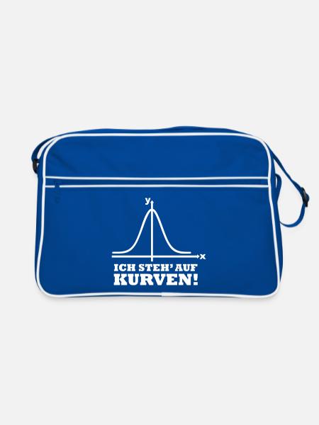 Ich steh auf Kurven! - Retro Tasche - Blau/Weiß - Vorne