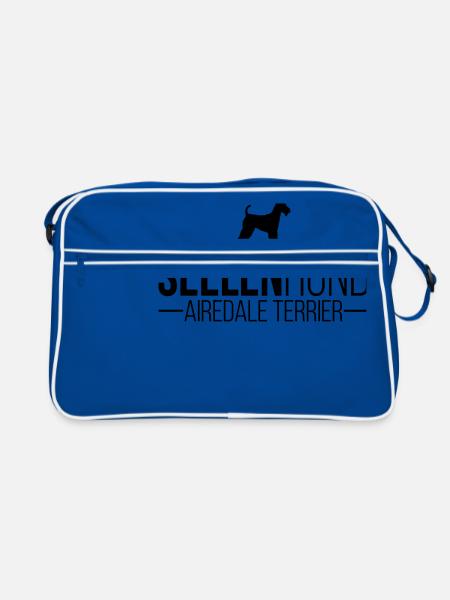 AIREDALE TERRIER Seelenhund - Retro Tasche - Blau/Weiß