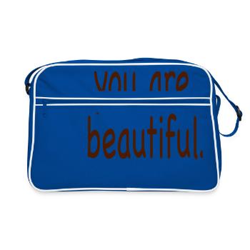 you are beautiful. - Retro Tasche - Blau/Weiß - Vorne