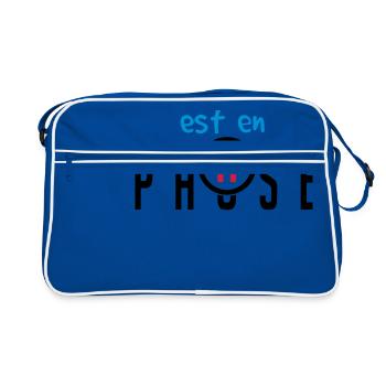citation ajouter texte pause bouton humour famille - Sac Retro - bleu/blanc - Devant