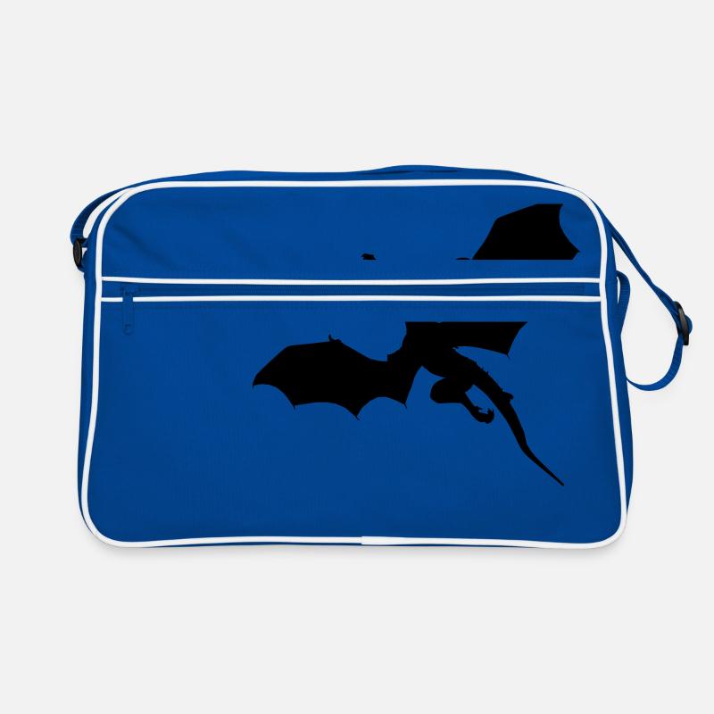 Fliegender Drache - Retro Tasche - Blau/Weiß