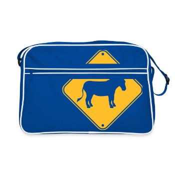 jaune note danger signe avertissement avertissement - Sac Retro - bleu/blanc - Devant