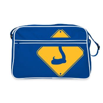 warning blindfold snake caution caution h - Retro Bag - blue/white - Front