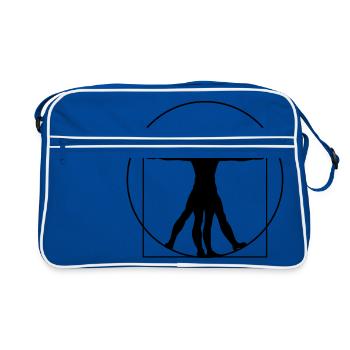 Vitruvian Man von Leonardo Da Vinci - Retro Tasche - Blau/Weiß - Vorne