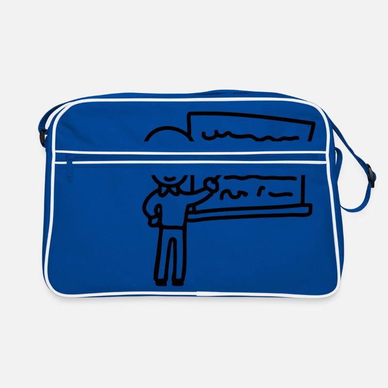 Lehrer - Line - Retro Tasche - Blau/Weiß