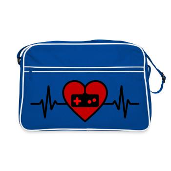 Gamer heart and pixelated love - Retro Bag - blue/white - Front