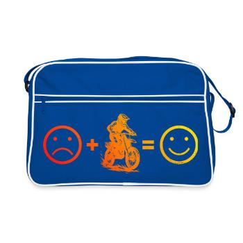 Puristisches Motocross Thema - Retro Tasche - Blau/Weiß - Vorne