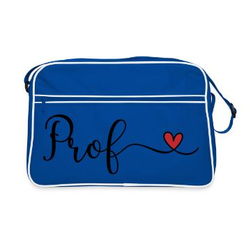 Prof Herz Typographie Geschenk - Retro Tasche - Blau/Weiß - Vorne