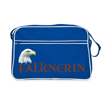 Fauconnier, tête d’aigle, fauconnerie à pygargue à tête blanche - Sac Retro - bleu/blanc - Devant