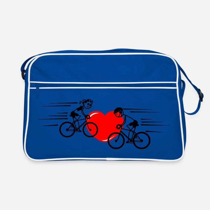 Two cyclists with heart in the middle Retro Bag