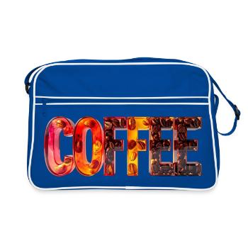 COFFEE – Glass letters with coffee beans - Retro Bag - blue/white - Front