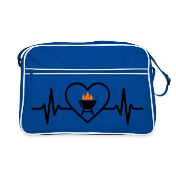 Barbecue au cœur – Passion pour le barbecue - Sac Retro - bleu/blanc - Devant