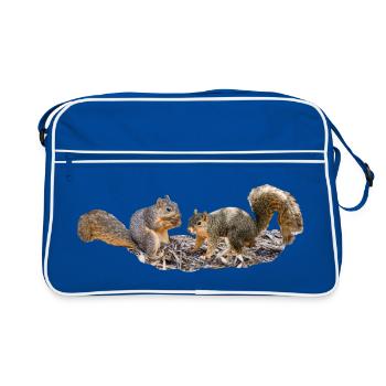 Squirrel Couple with Nut Eastern Fox Squirrel - Retro Bag - blue/white - Front