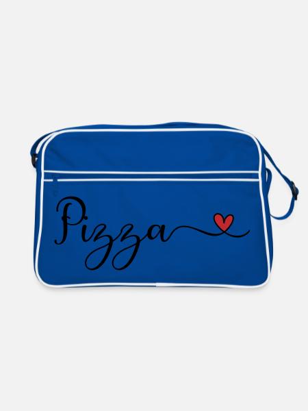 Pizza Heart - Retro Tasche - Blau/Weiß - Vorne