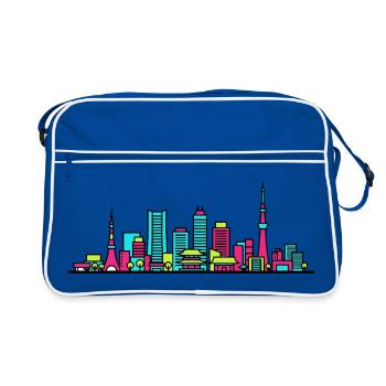 Tokyo City Skyline Skytree Tower Moderne Kunst - Retro Tasche - Blau/Weiß - Vorne