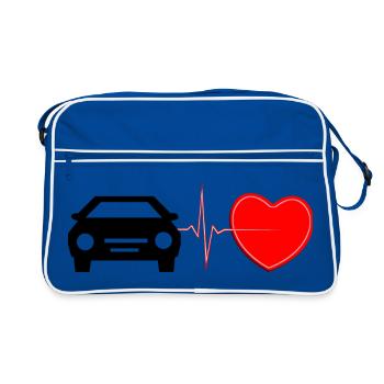 Car Heartbeat Lifeline – Art de la passion automobile - Sac Retro - bleu/blanc - Devant