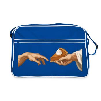 Tarte à la citrouille : La préparation de la tarte à la citrouille - Sac Retro - bleu/blanc - Devant
