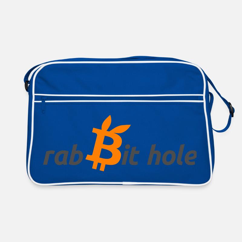 Digitale Bitcoin-Graphik auf Dunkelblau Retro Tasche