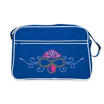 Ornement de lotus avec symbole yin et yang - Sac Retro - bleu/blanc - Devant