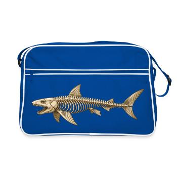 Motif océanique fossile de squelette de requin-pêcheur - Sac Retro - bleu/blanc - Devant