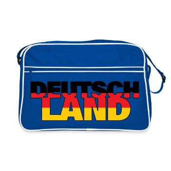 Deutschland Schriftzug Fussball Flagge Fan Shirt - Retro Tasche - Blau/Weiß - Vorne