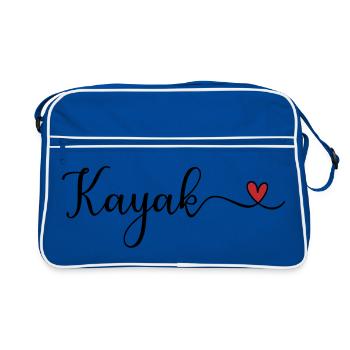 Cute Kayak Heart Design - Retro Bag - blue/white - Front