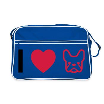 French Bulldog - Retro Tasche - Blau/Weiß - Vorne