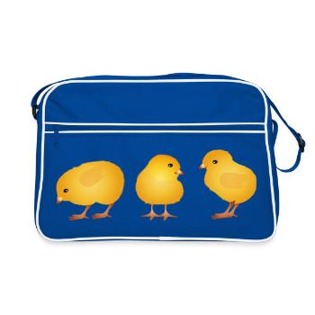 Poussin – Motif mignon du printemps et de Pâques - Sac Retro - bleu/blanc - Devant