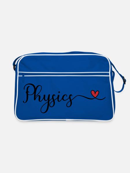 Physics - I love Physics Typography with a Heart - Retro Bag - blue/white - Front