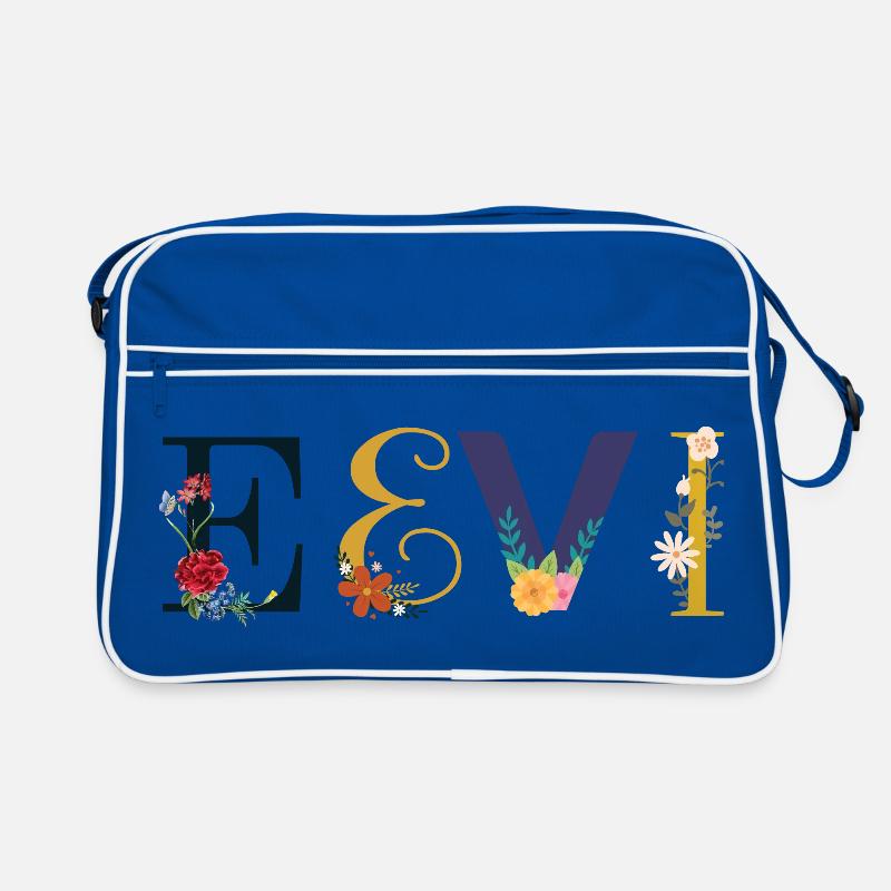 EEVI Name mit Blumen geschmückt Retro Tasche
