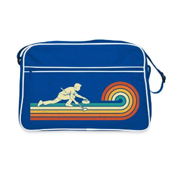 Retro Curler Sliding Curling Wintersport - Retro Tasche - Blau/Weiß - Vorne
