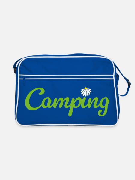 Camping Flower Camper Quotes Hobby Summer Van Life - Retro Bag - blue/white - Front