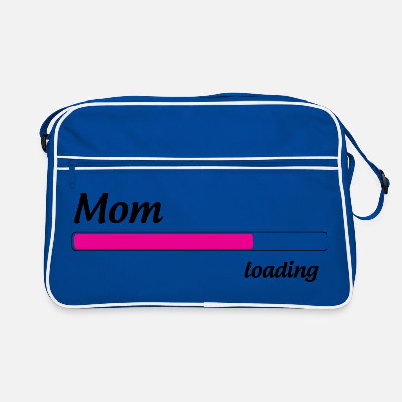 Mama lädt... Bitte warten - Werdende Mutter - Retro Tasche - Blau/Weiß