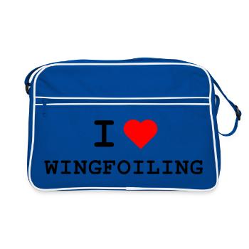 I love Wingfoiling - Ich liebe Wingfoiling - Retro Bag - blue/white - Front
