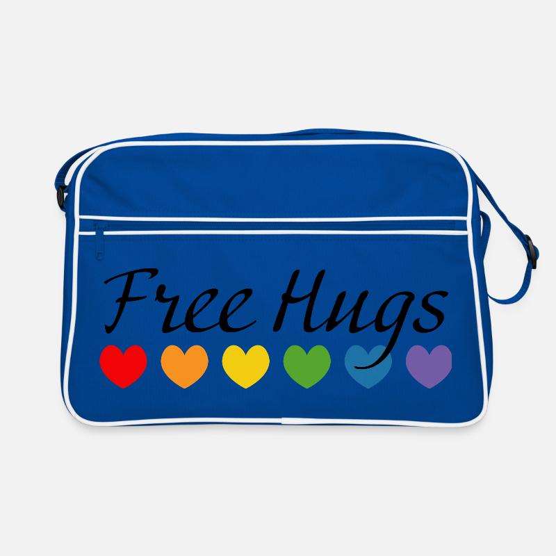Regenbogenherzchen LGBT tshirt queer Free Hugs Retro Tasche