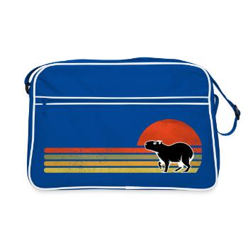 Retro Capybara Sunset Silhouette - Retro Bag - blue/white - Front